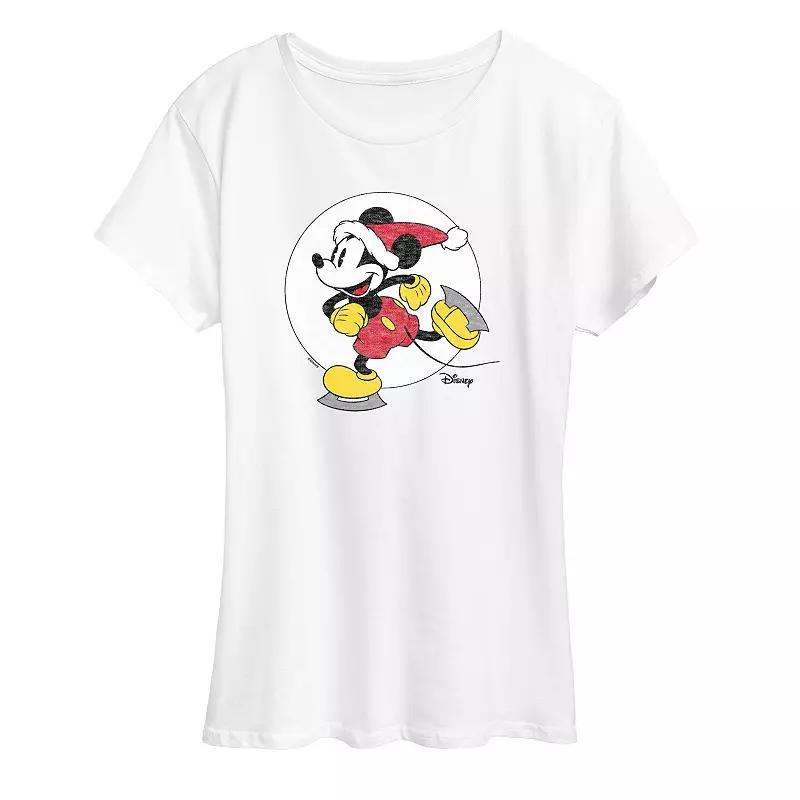 Disney's Mickey Mouse Women's Mickey On Ice Skates Graphic Tee, Girl's,  Product Image
