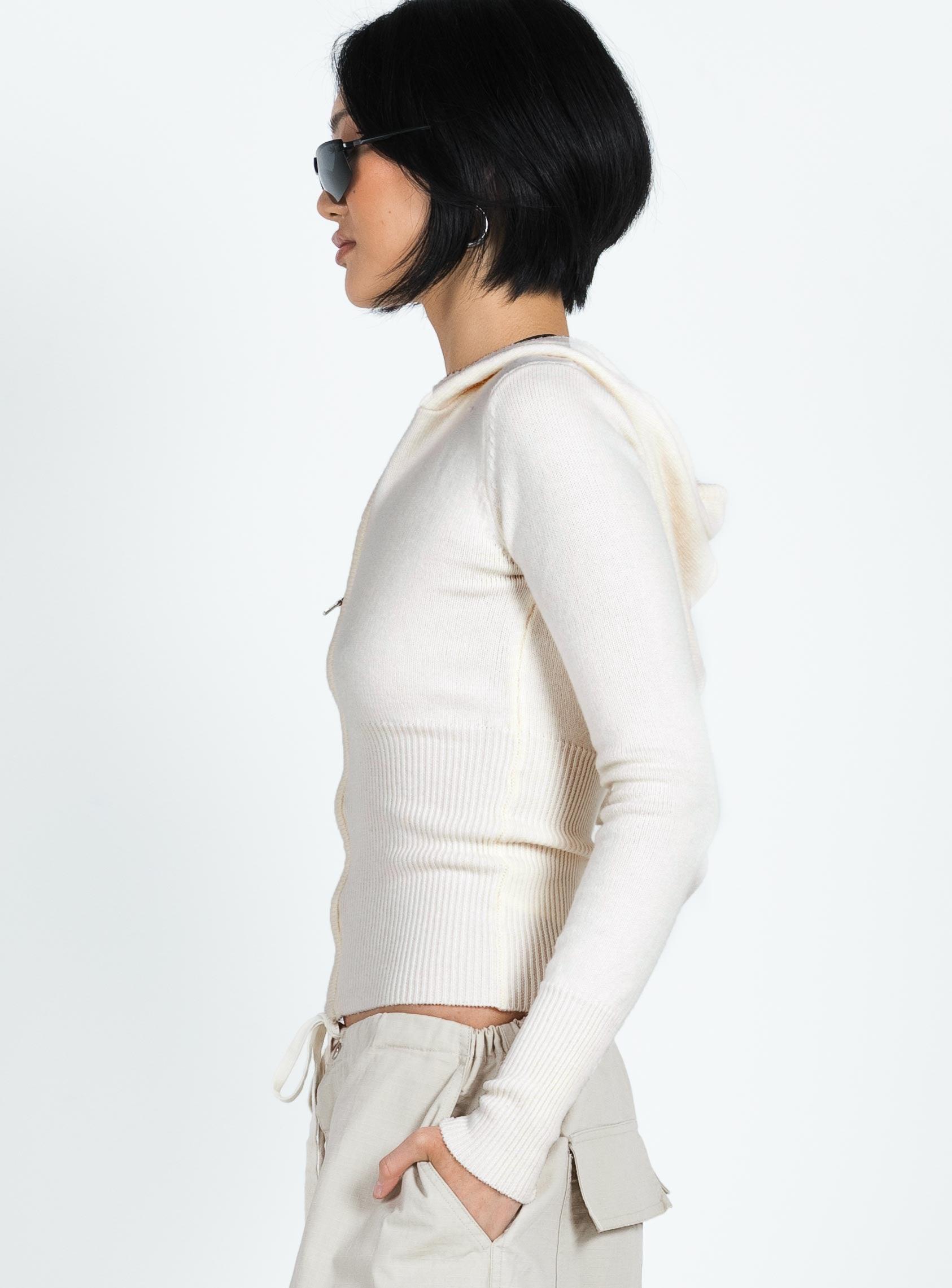 Elingford Zip Up Hooded Sweater Cream Product Image