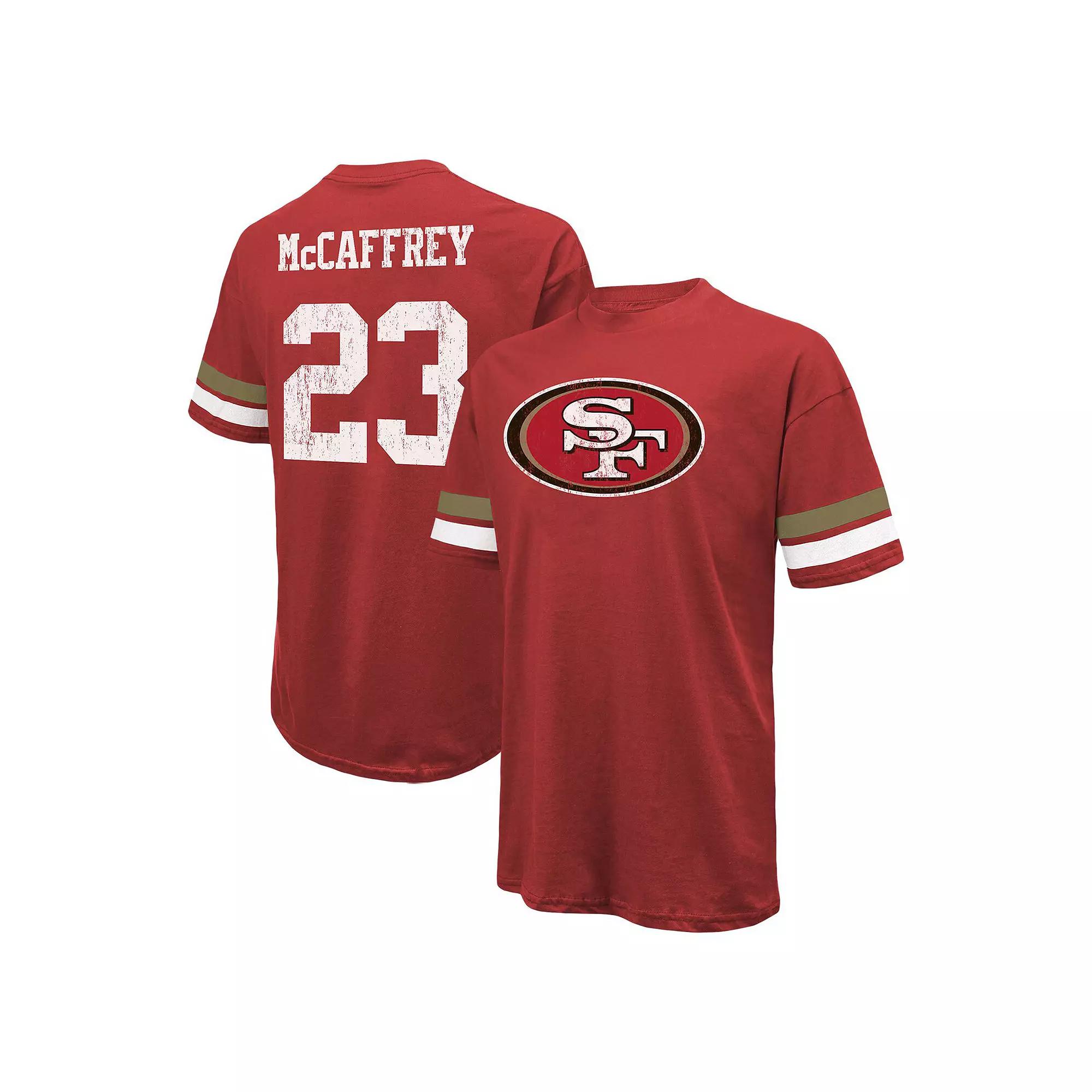Men's Majestic Threads Christian McCaffrey Scarlet San Francisco 49ers Name & Number Over Product Image