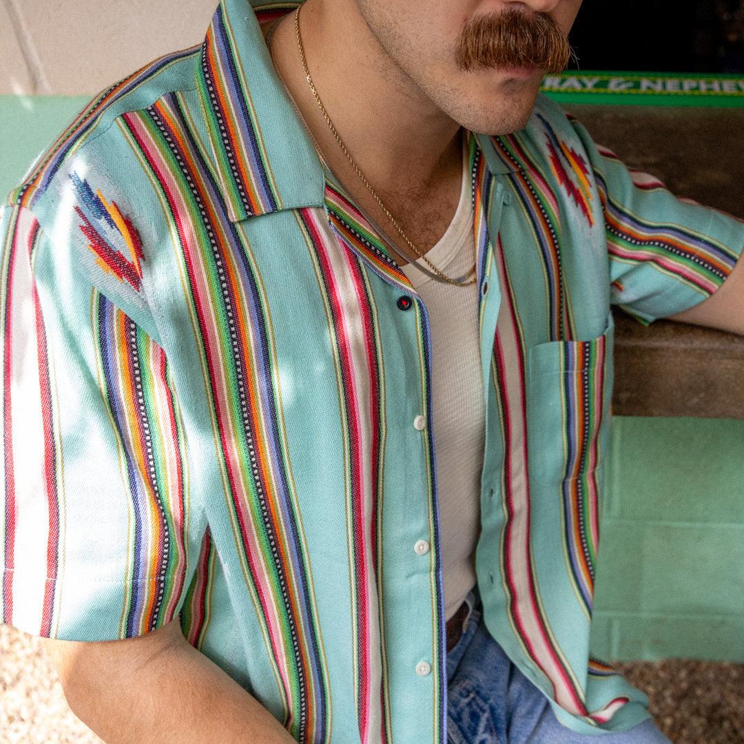Handwoven Blanket Stripe Shirt - Ice Green Product Image