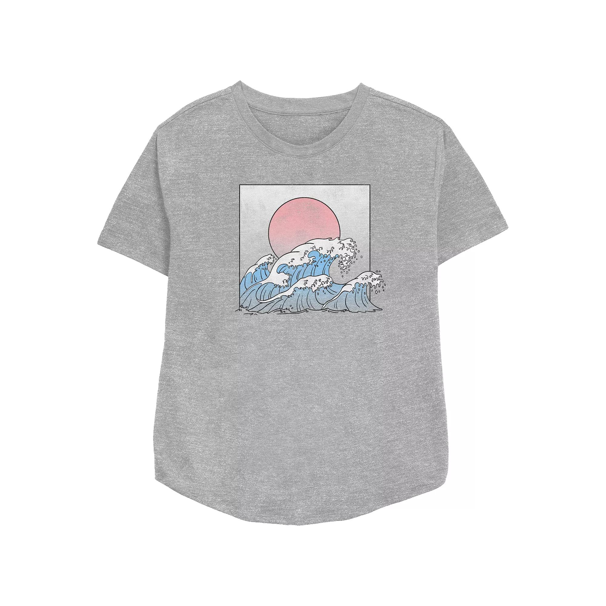 Women's Trendy Beach Waves Relaxed Fit Graphic Tee, Girl's,  Product Image