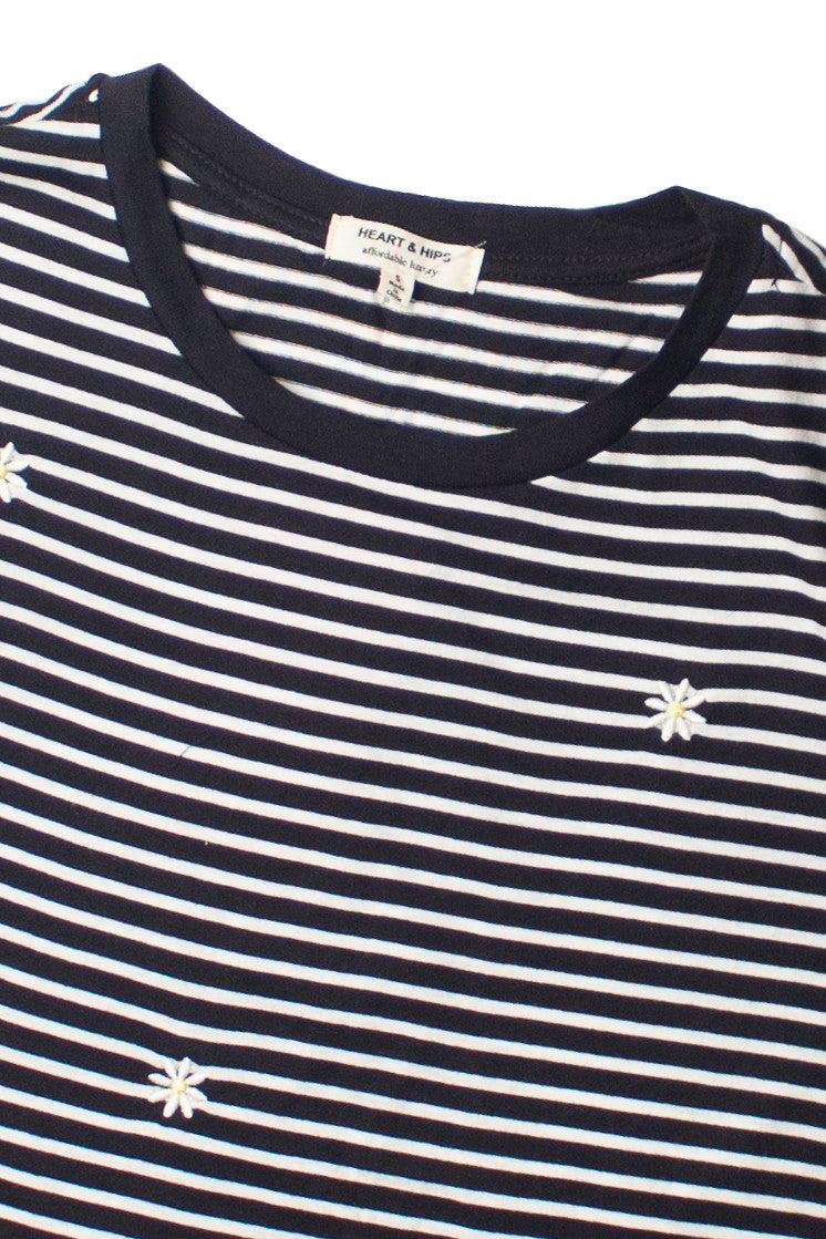 Black Striped Daisy Tee Product Image