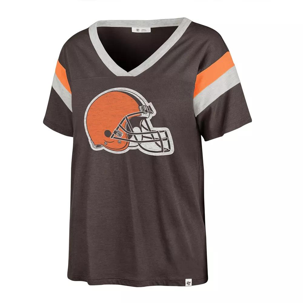 Women's '47 Brown Cleveland Browns Phoenix V-Neck T-Shirt,  Product Image