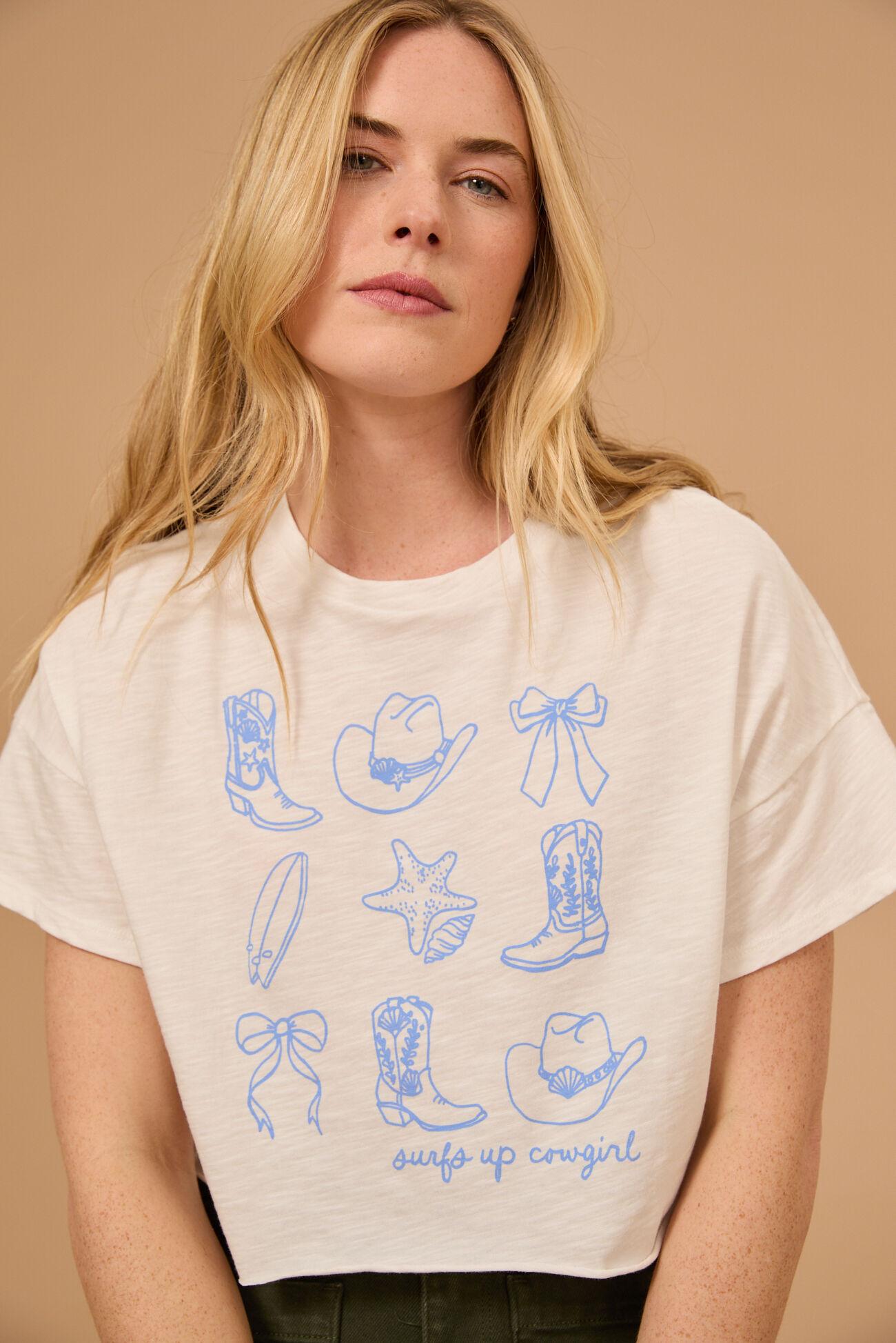 Surfs Up Cowgirl Cropped Tee Product Image