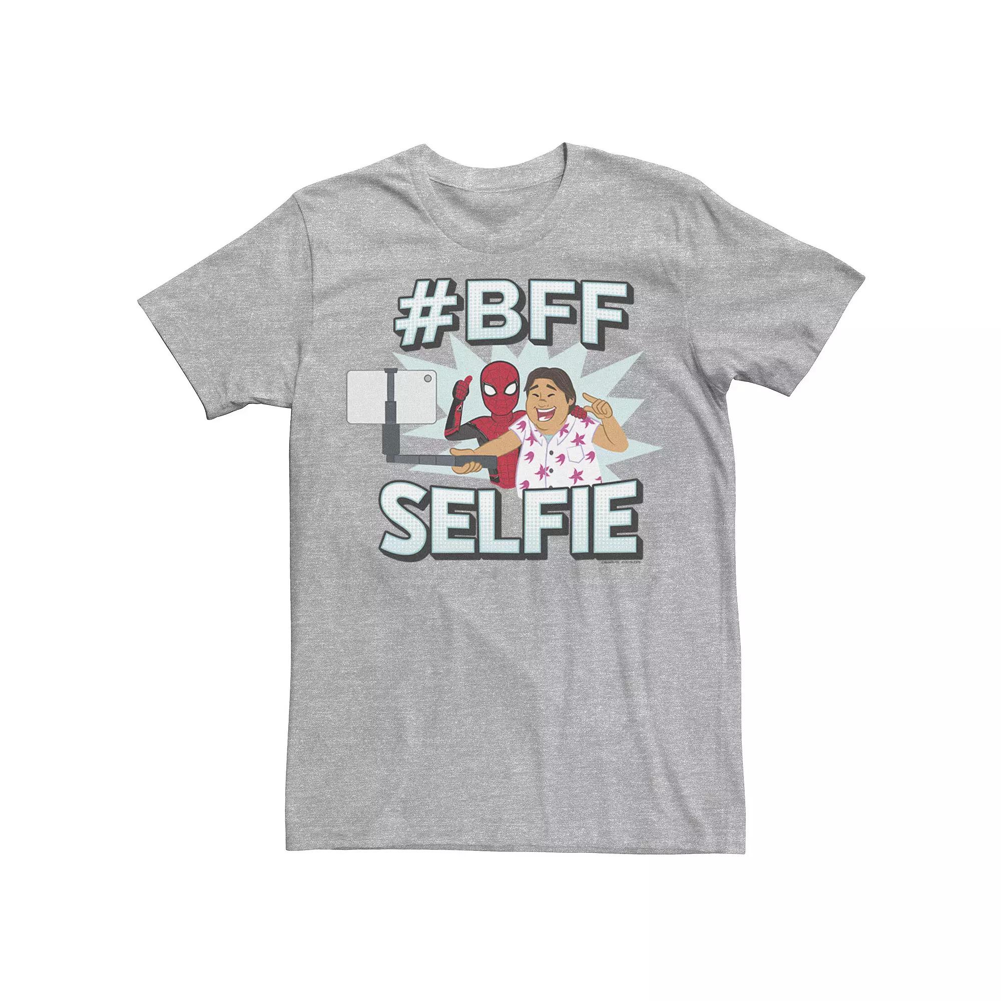 Men's Marvel Spider-Man Far From Home #BFF Selfie Group Shot Graphic Tee, Size: Small, Athletic Grey Product Image