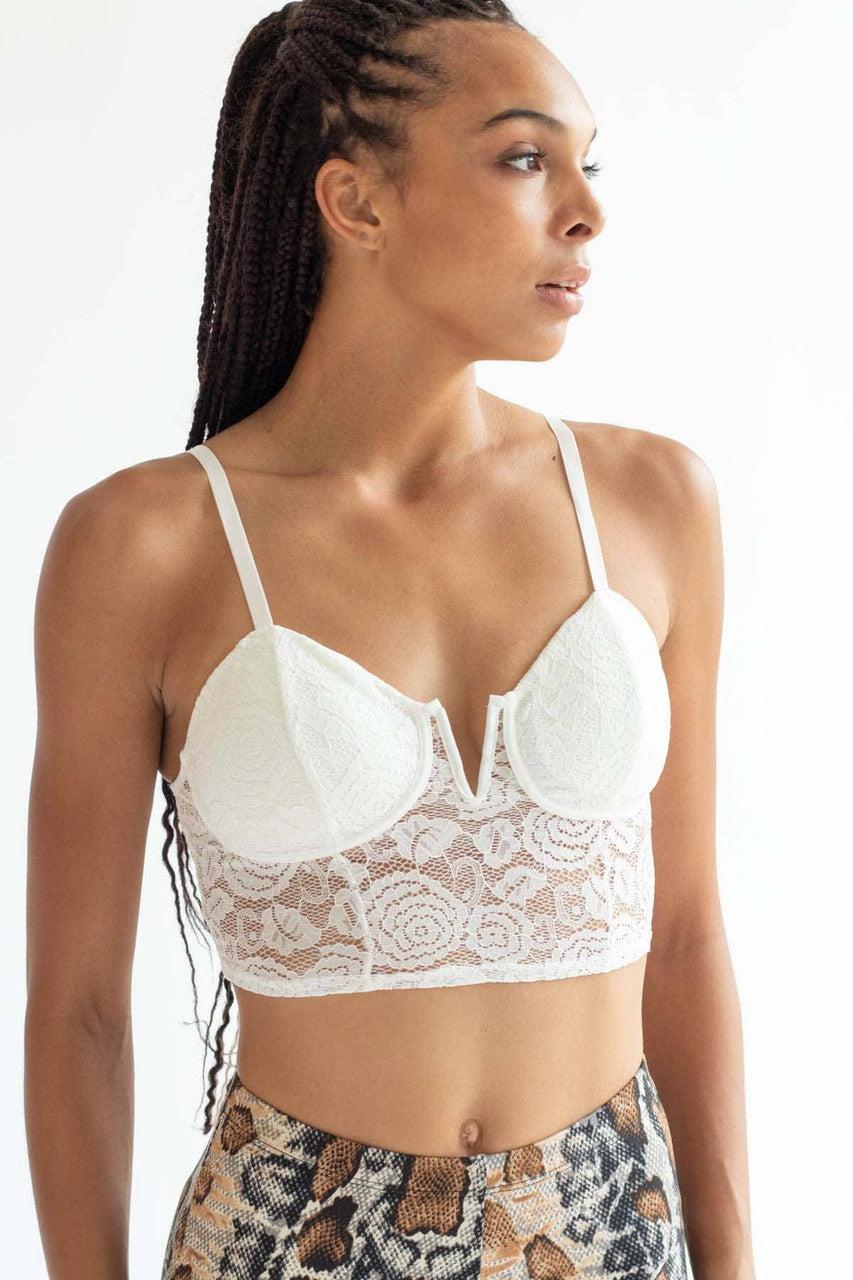 White Rose Lace Notched Bralette Product Image