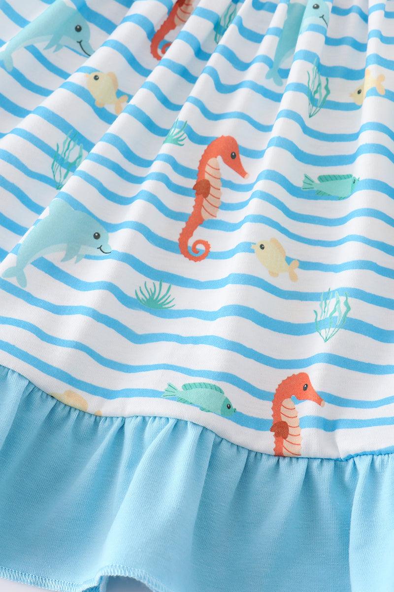 Blue marine creature embroidery set Product Image