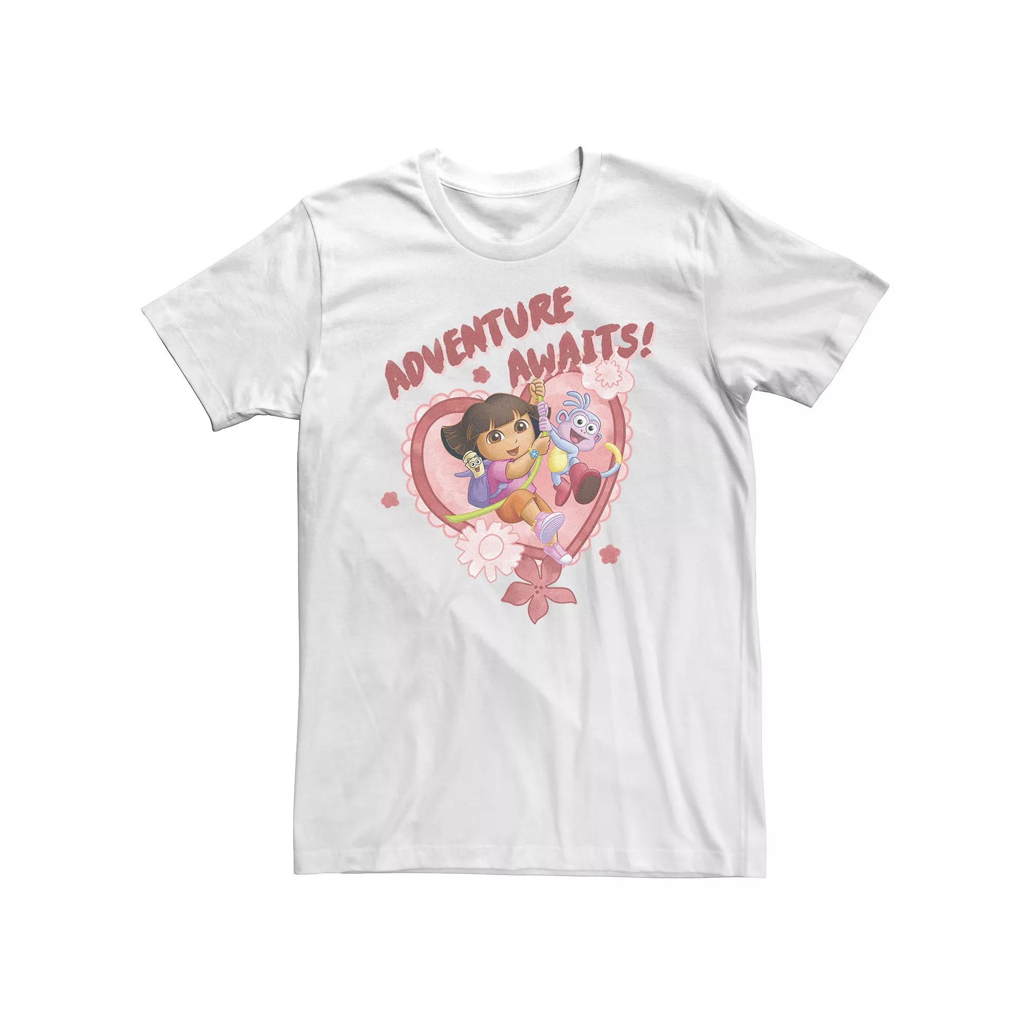 Big & Tall Dora The Explorer Adventure Awaits! Heart Shaped Group Shot Tee, Men's,  Product Image