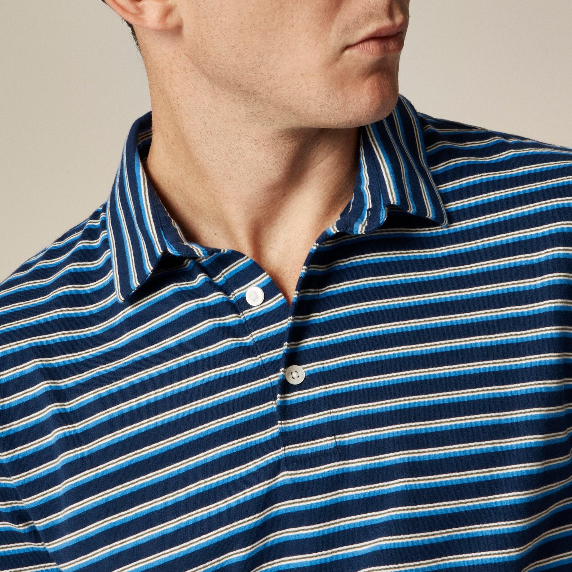 Sueded cotton polo shirt in stripe Product Image