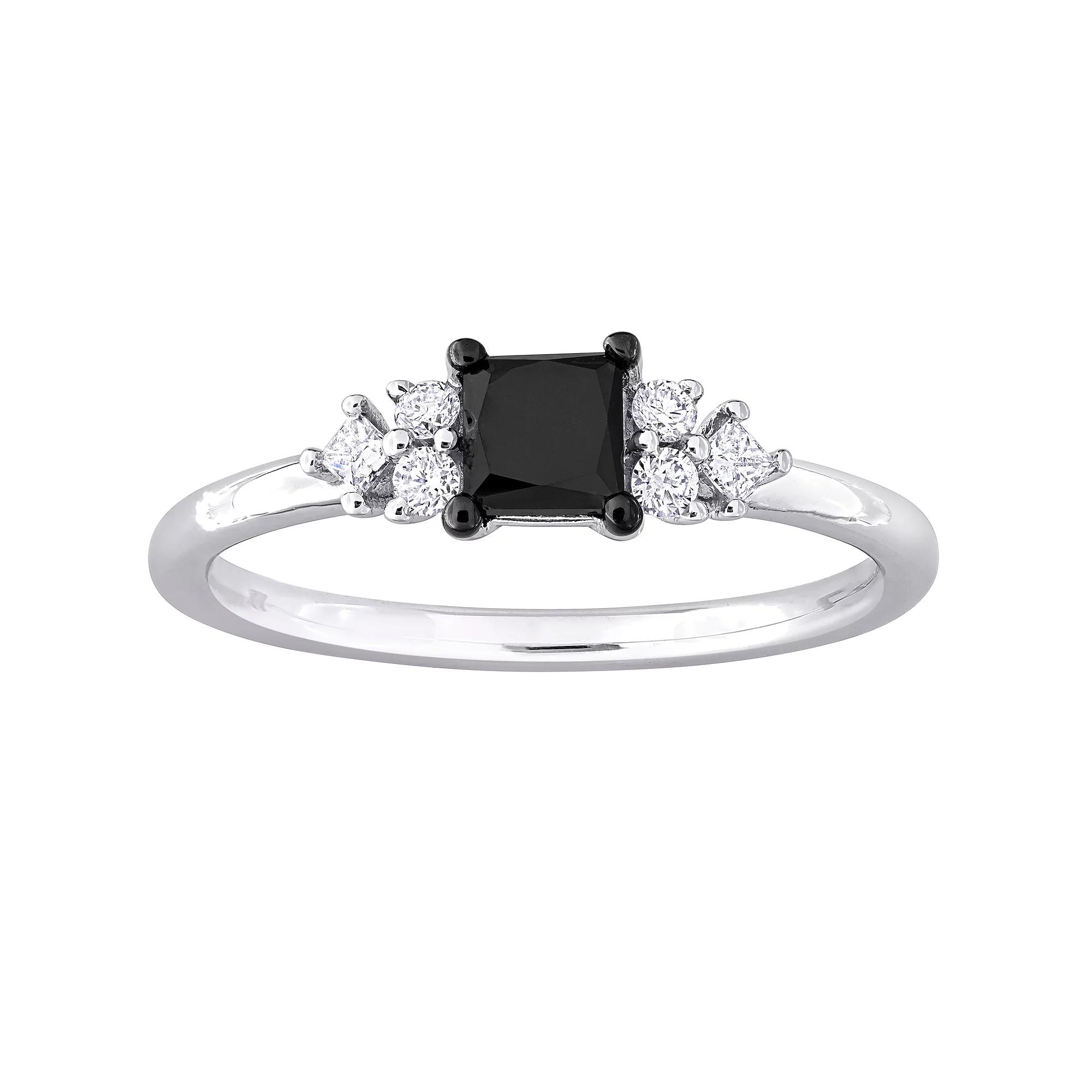 Stella Grace 14k White Gold 3/4 Carat T.W. Black & White Diamond 7-Stone Ring, Women's Product Image
