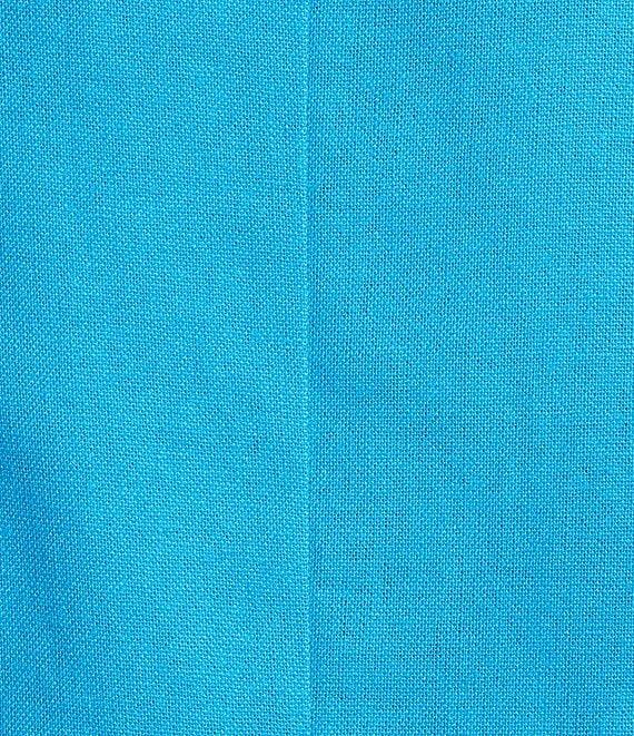 Multiples Linen Blend Georgette Stripe Trim Stand Collar 3/4 Sleeve Open-Front Jacket Product Image