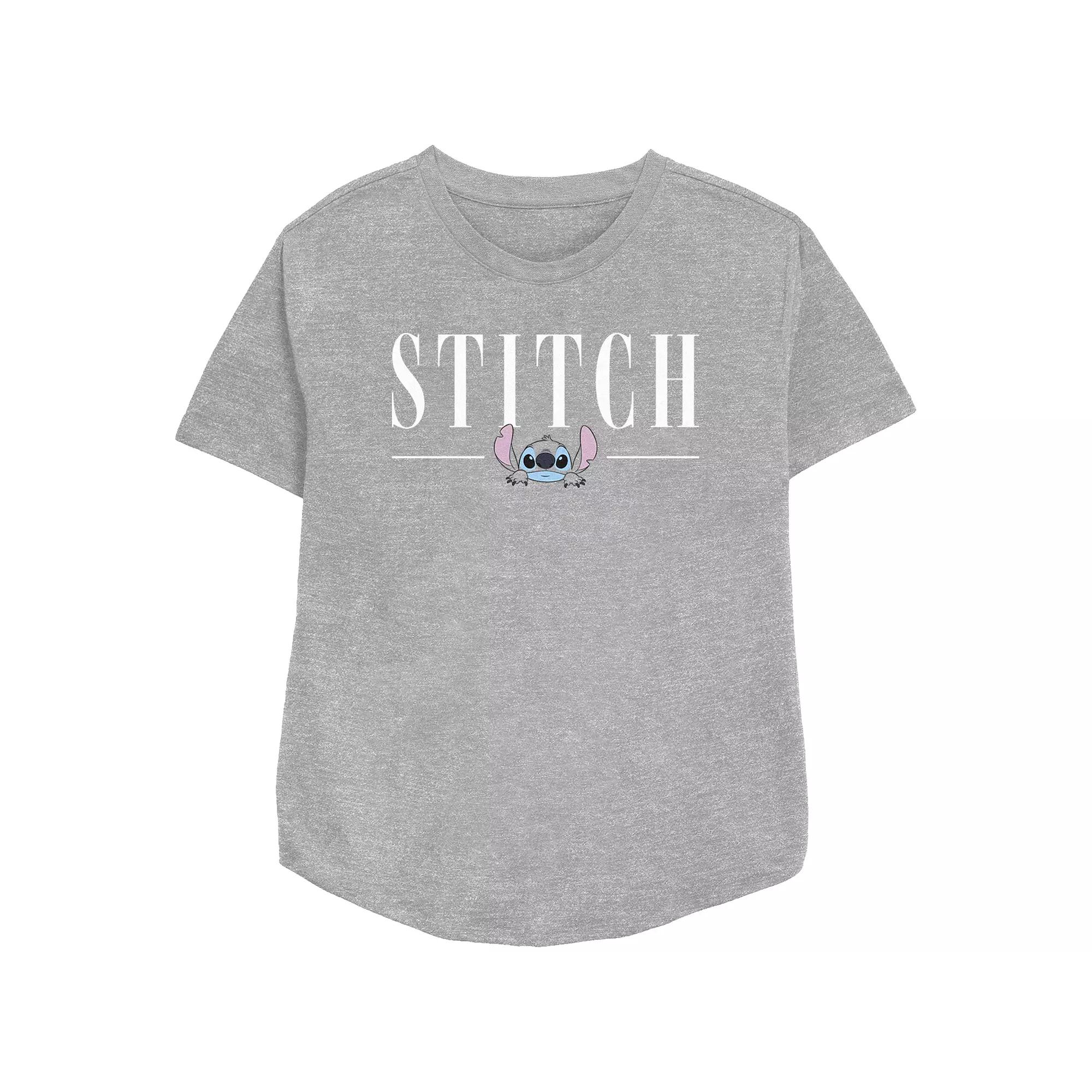 Disney's Lilo & Stitch Women's Simple Stitch Text Relaxed Fit Graphic Tee, Girl's,  Product Image