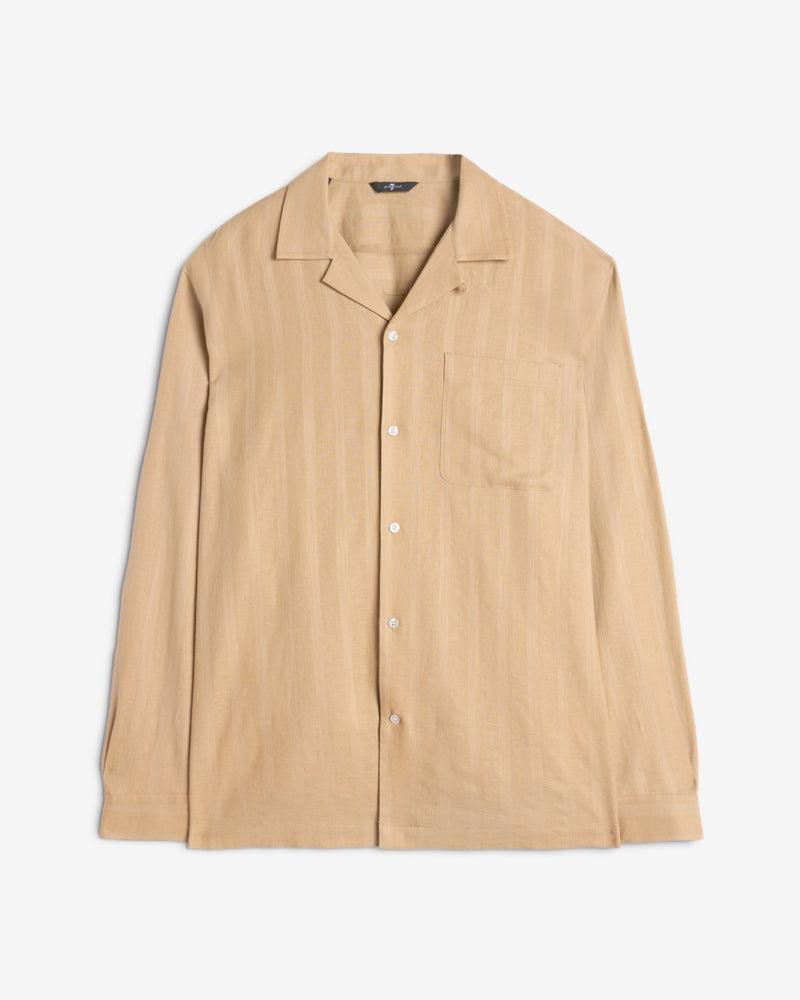 Linen Blend Long Sleeve Camp Shirt Product Image