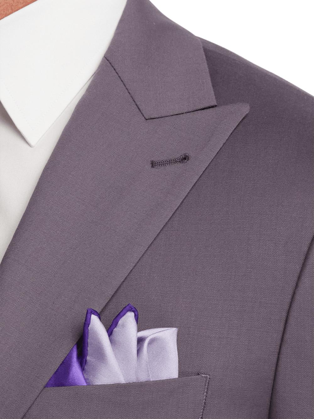 Wool Stretch Single Breasted Peak Lapel Suit Jacket - Slate Purple Product Image