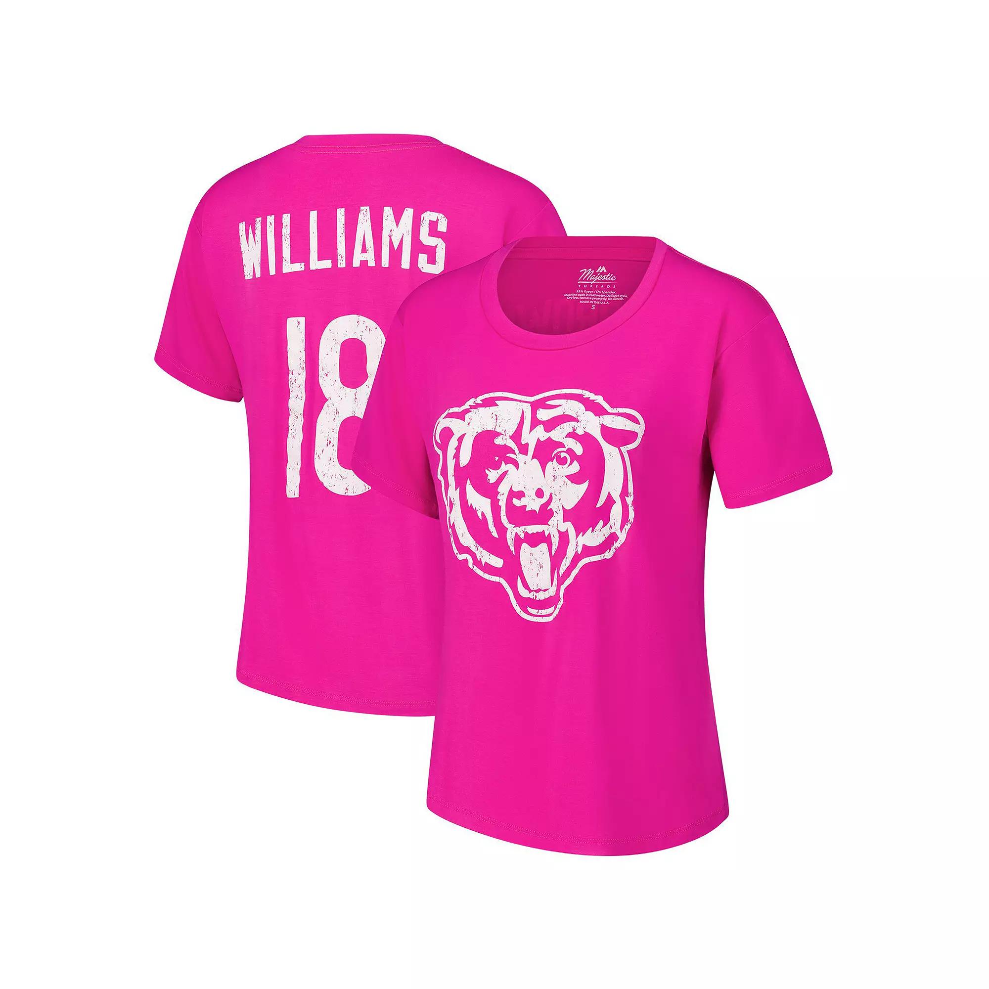 Women's Majestic Threads Caleb Williams Pink Chicago Bears Name & Number T-Shirt,  Product Image