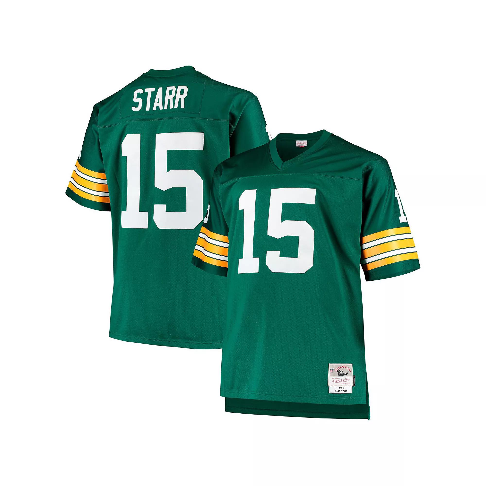 Men's Mitchell & Ness Bart Starr Green Green Bay Packers Big & Tall 1968 Retired Player Replica Jersey, Size: 5XB Product Image