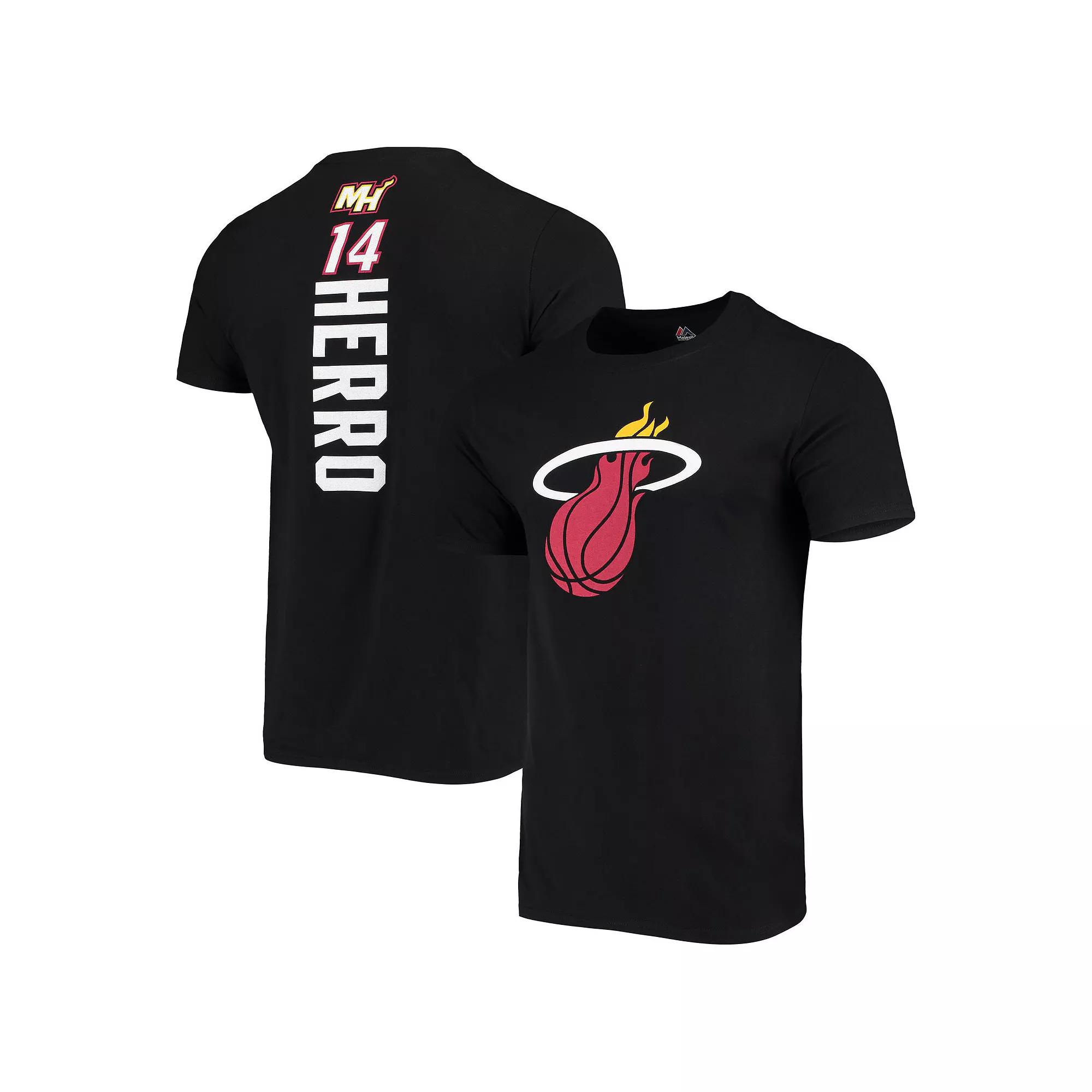 Men's Fanatics Branded Tyler Herro Black Miami Heat Playmaker Name & Number Logo T-Shirt,  Product Image