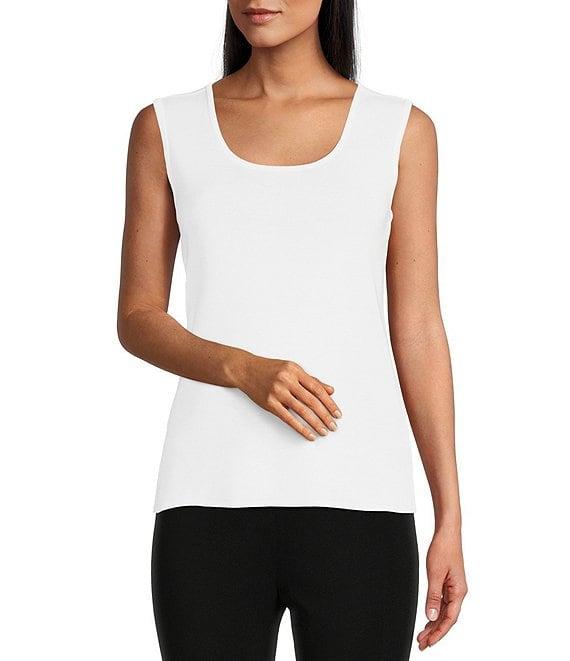 Ming Wang Scoop Neck Sleeveless Side Slit Knit Tank Top Product Image