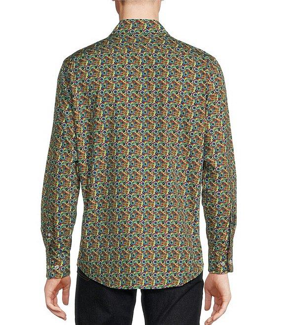 Cremieux Big & Tall Premium Denim Small Geometric Print Long Sleeve Woven Shirt Product Image