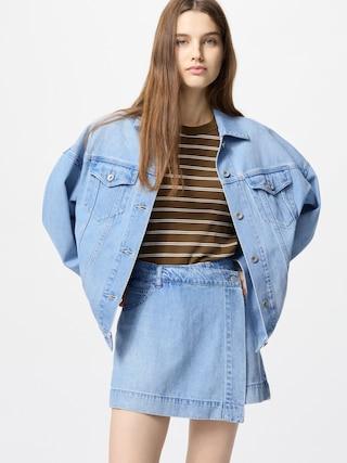 Womens Drapey Denim Skort XS UNIQLO US Product Image