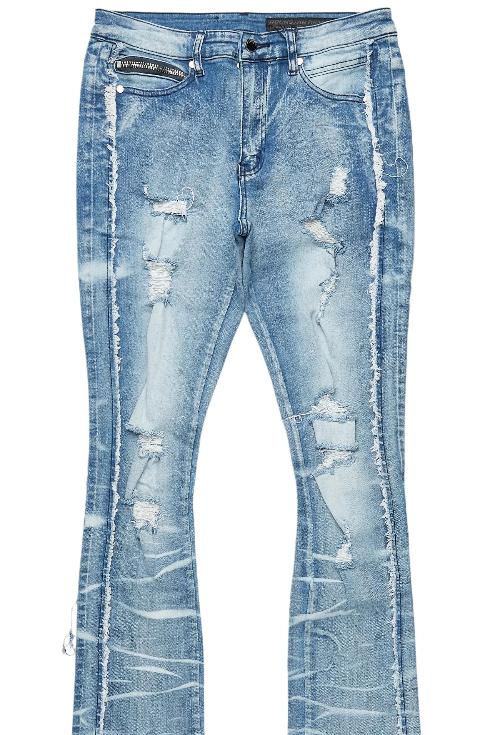 Rugged Blue Stacked Flare Jean Male Product Image