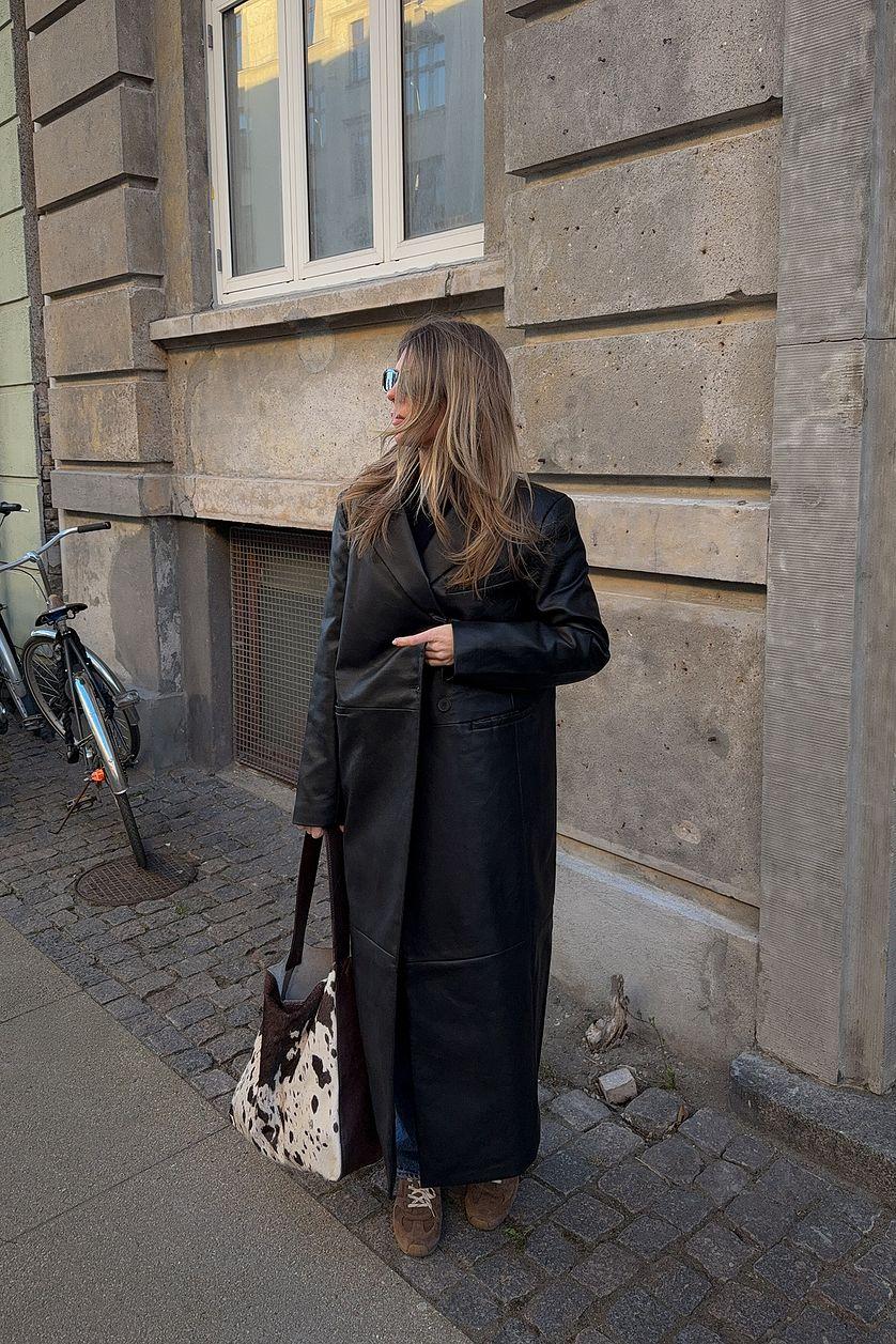 Oversized PU Seam Detail Coat Product Image