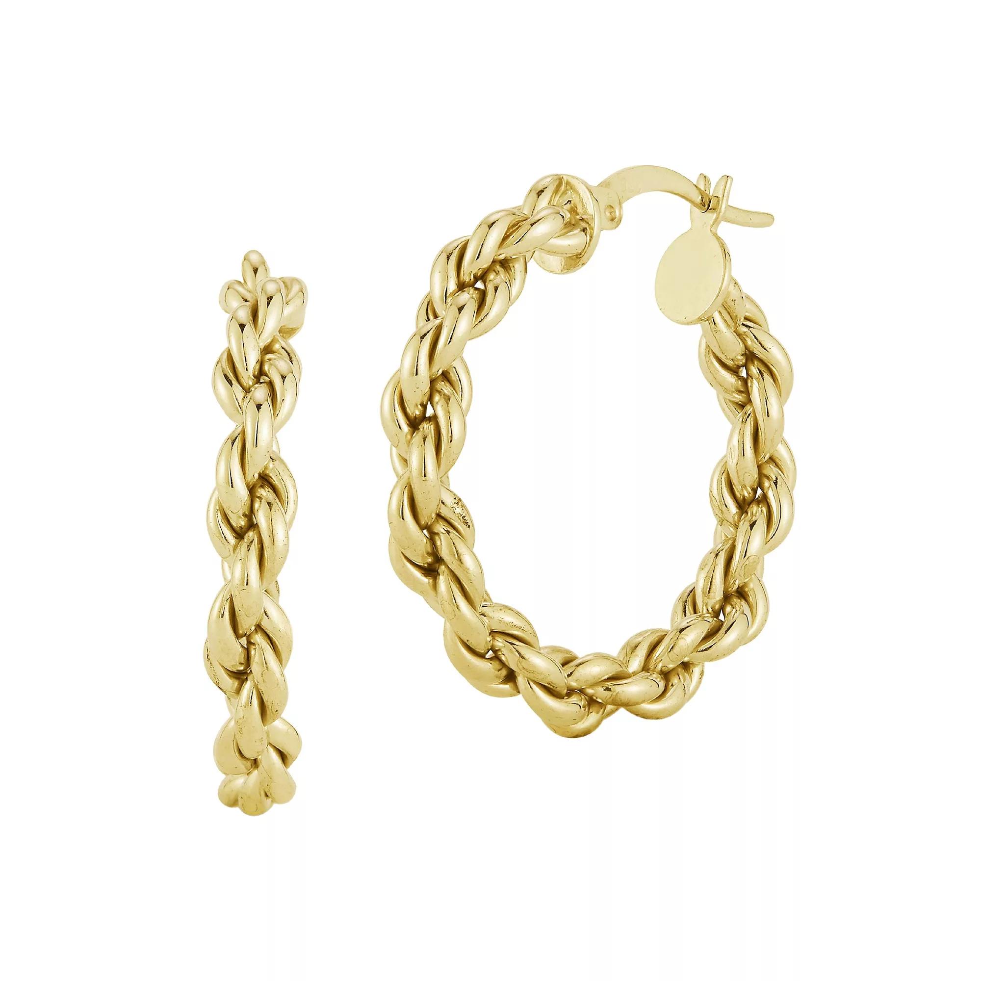 Sunkissed Sterling Rope Chain Hoop Earrings, Women's, Silver Tone Product Image