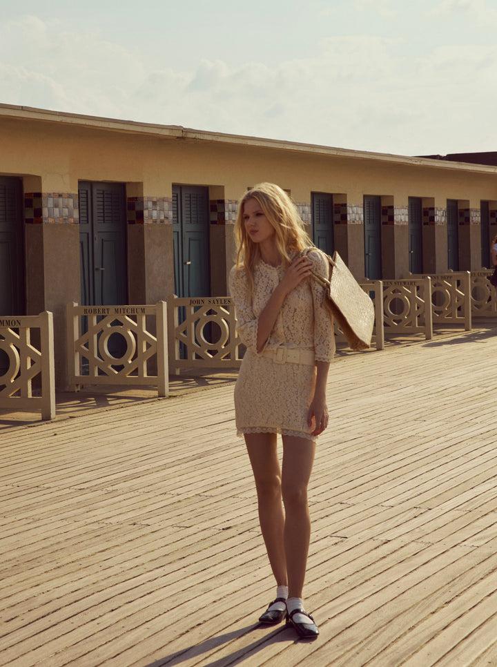 Lucy Lace Mini Skirt — Buttercream Product Image