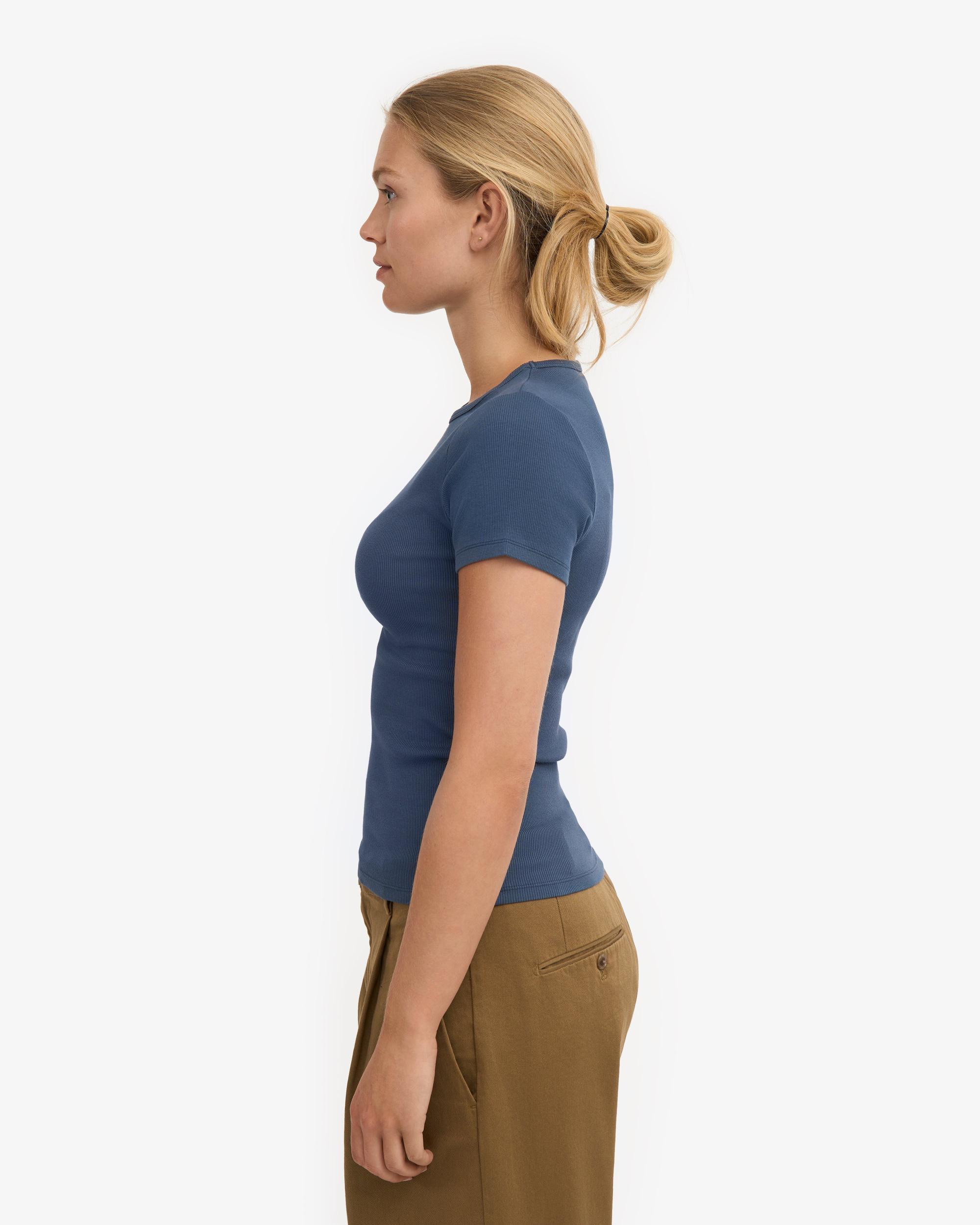 Organic Rib T-Shirt - Petrol Blue Product Image