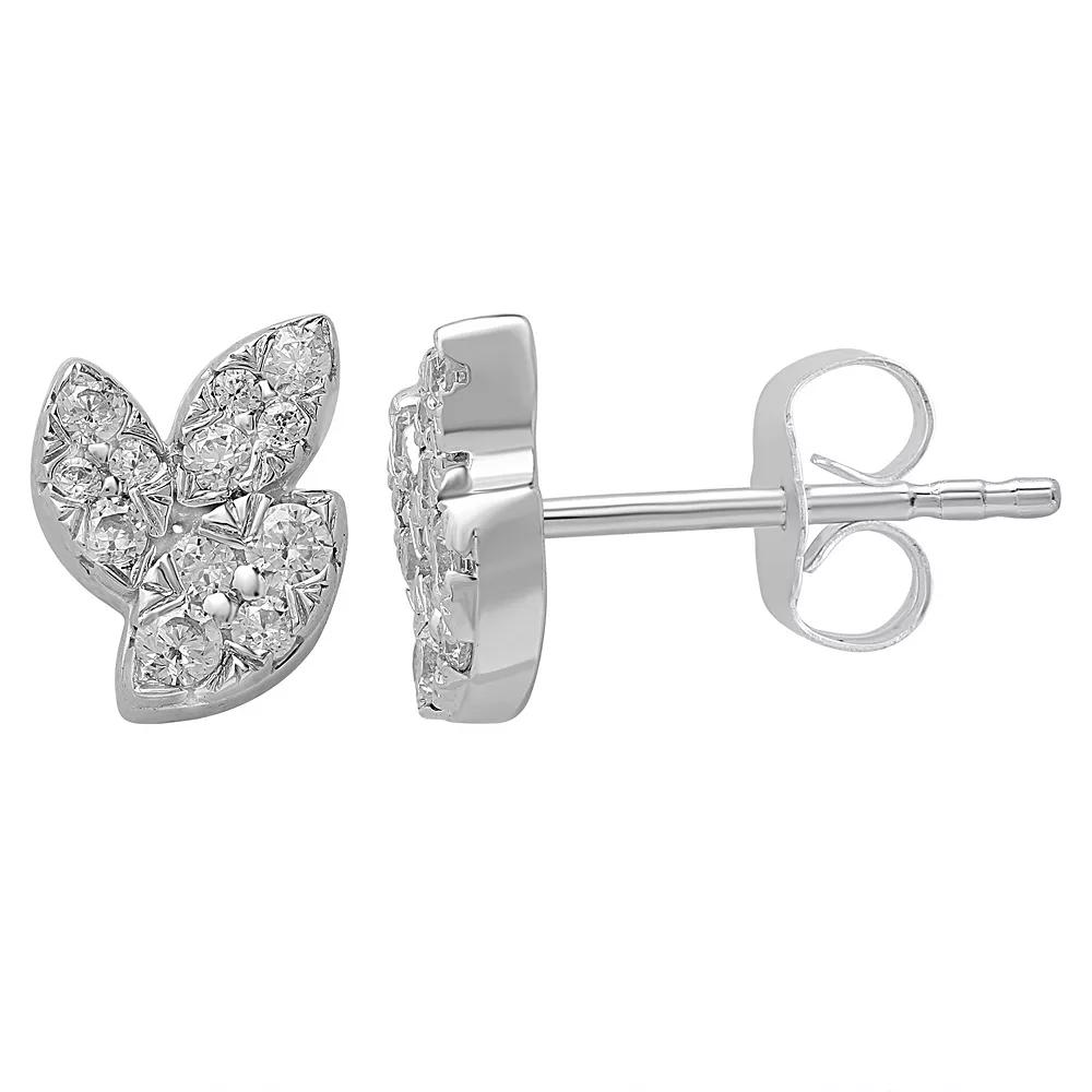 10k White Gold 1/4 Carat T.W. Diamond Leaf Stud Earrings, Women's Product Image