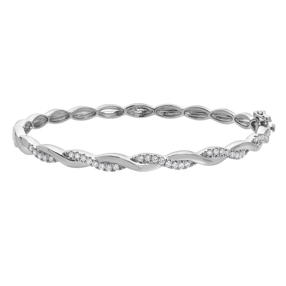 Diamond Brilliance Sterling Silver 1/2 Carat T.W. Lab-Created Diamond Hinge Bangle Bracelet, Women's, Size: 7", Silver Tone Product Image