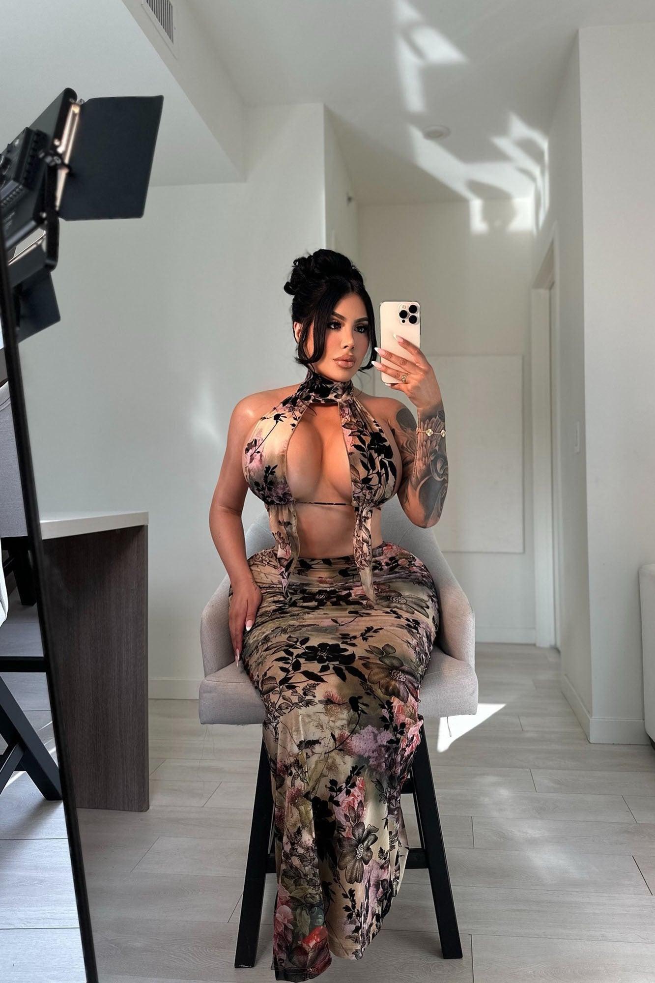 Serene Temptation Mesh Skirt Set - Cream/combo Product Image