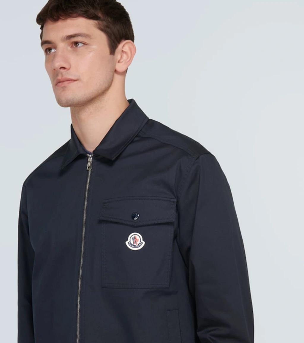 MONCLER Cotton Stretch Garbardine Zip-up Shirt Jacket In Navy Product Image