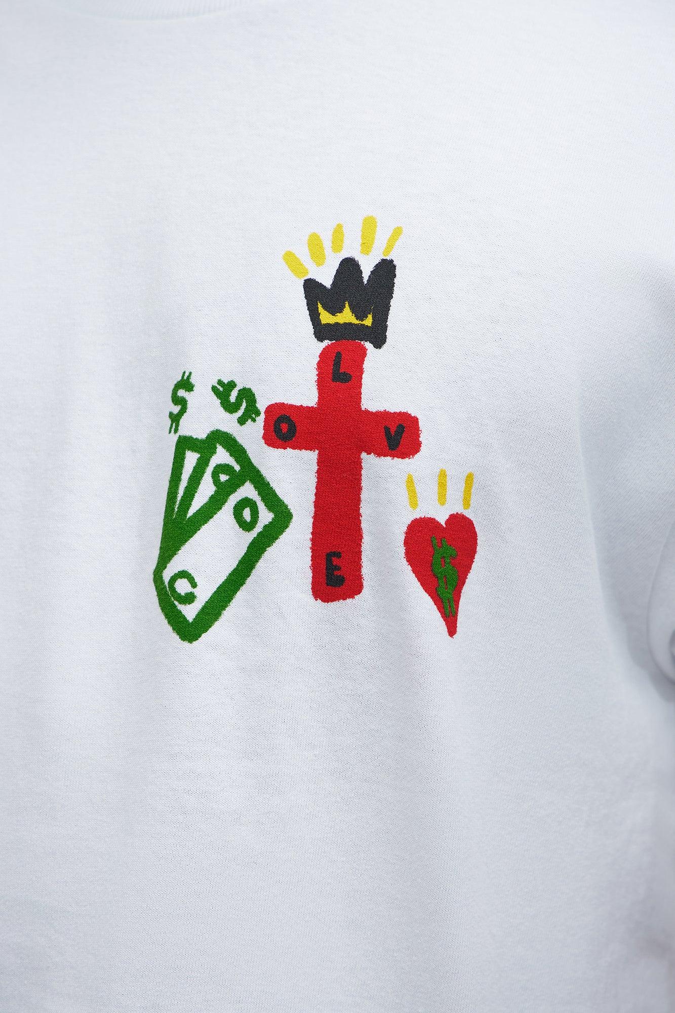 Love Over Money Short Sleeve Tee - White Product Image