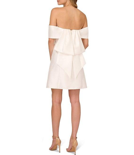 Adrianna Papell Mikado Off-the-Shoulder Oversized Bow Back A-Line Dress Product Image