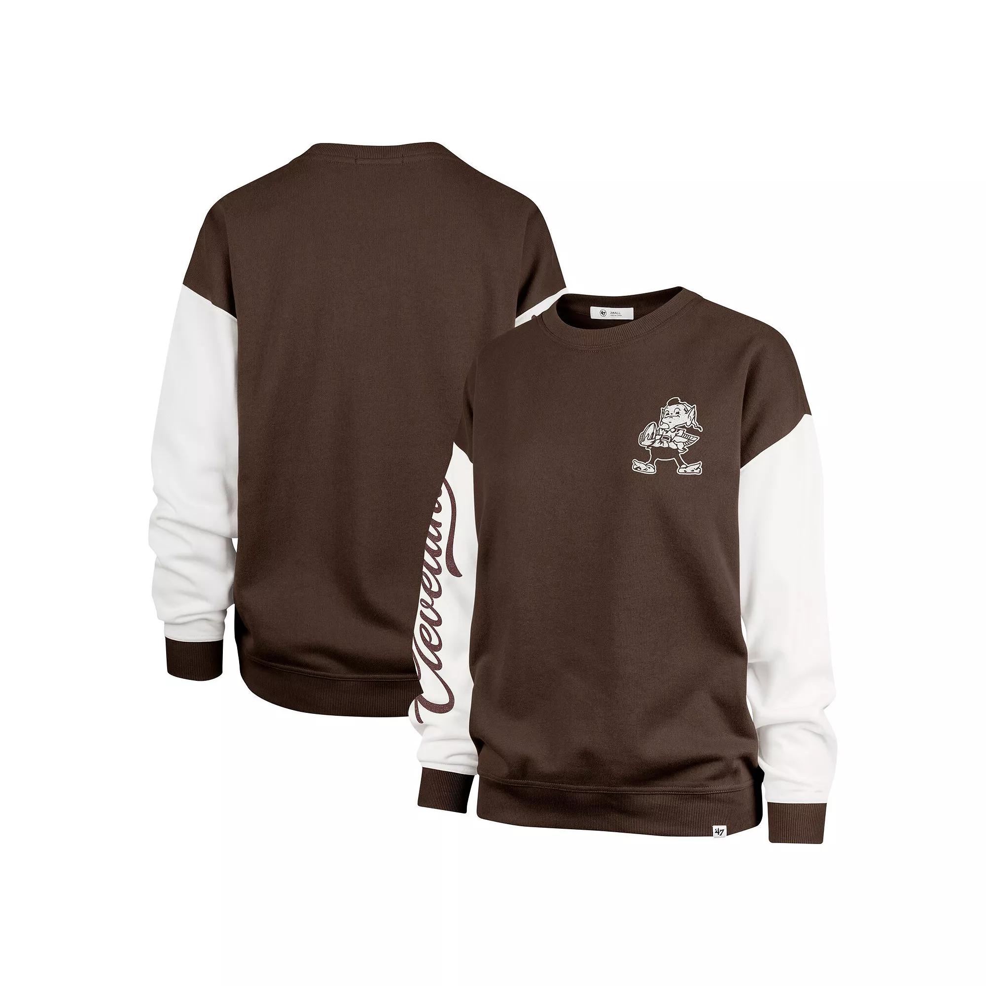 Women's '47 Brown Cleveland Browns Double Header Rise Andie Pullover Sweatshirt,  Product Image
