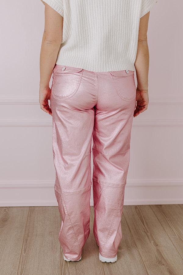 The Raleigh High Waist Metallic Pants In Pink Product Image