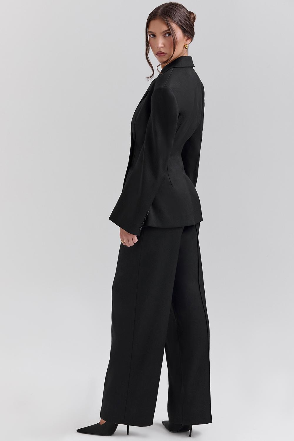 Hayden  black wide leg high waist tailored trousers Product Image