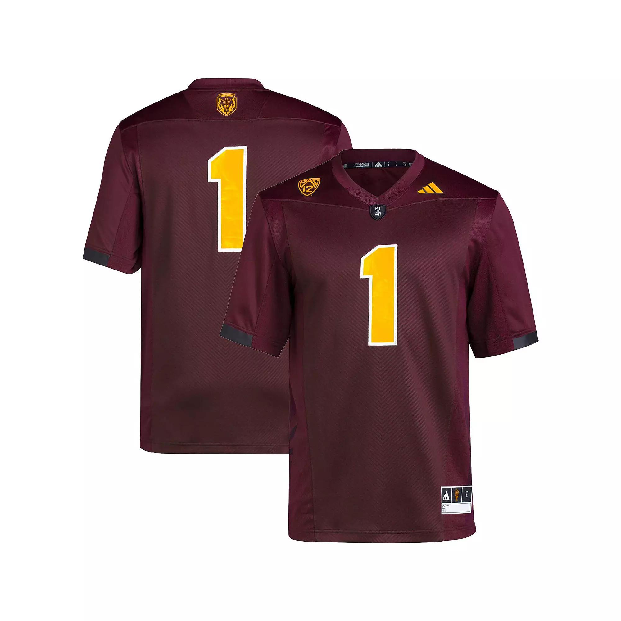 Men's adidas #1 Maroon Arizona State Sun Devils Premier Football Jersey, Size: Small, Red Product Image
