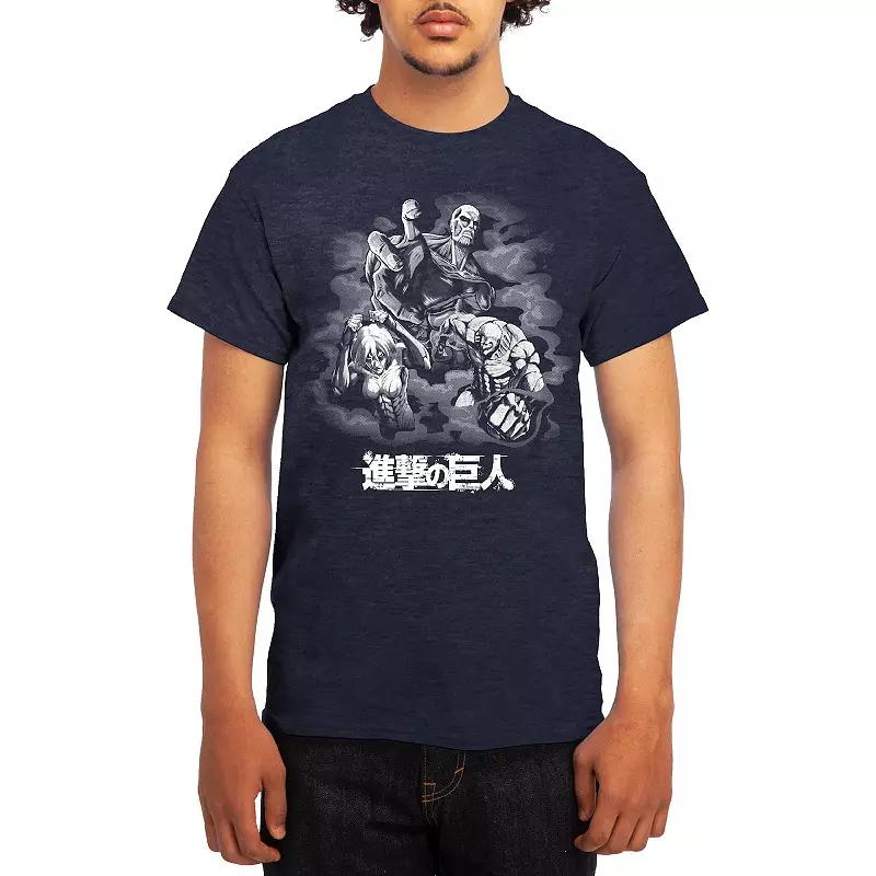 Men's Attack on Titan Three Titans Graphic Tee, Size: Medium, Grey Navy Product Image