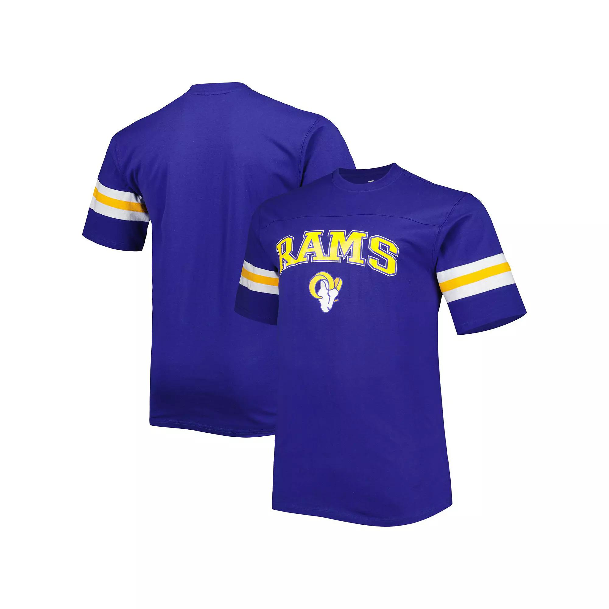 Men's Royal Los Angeles Rams Arm Stripe T-Shirt,  Product Image