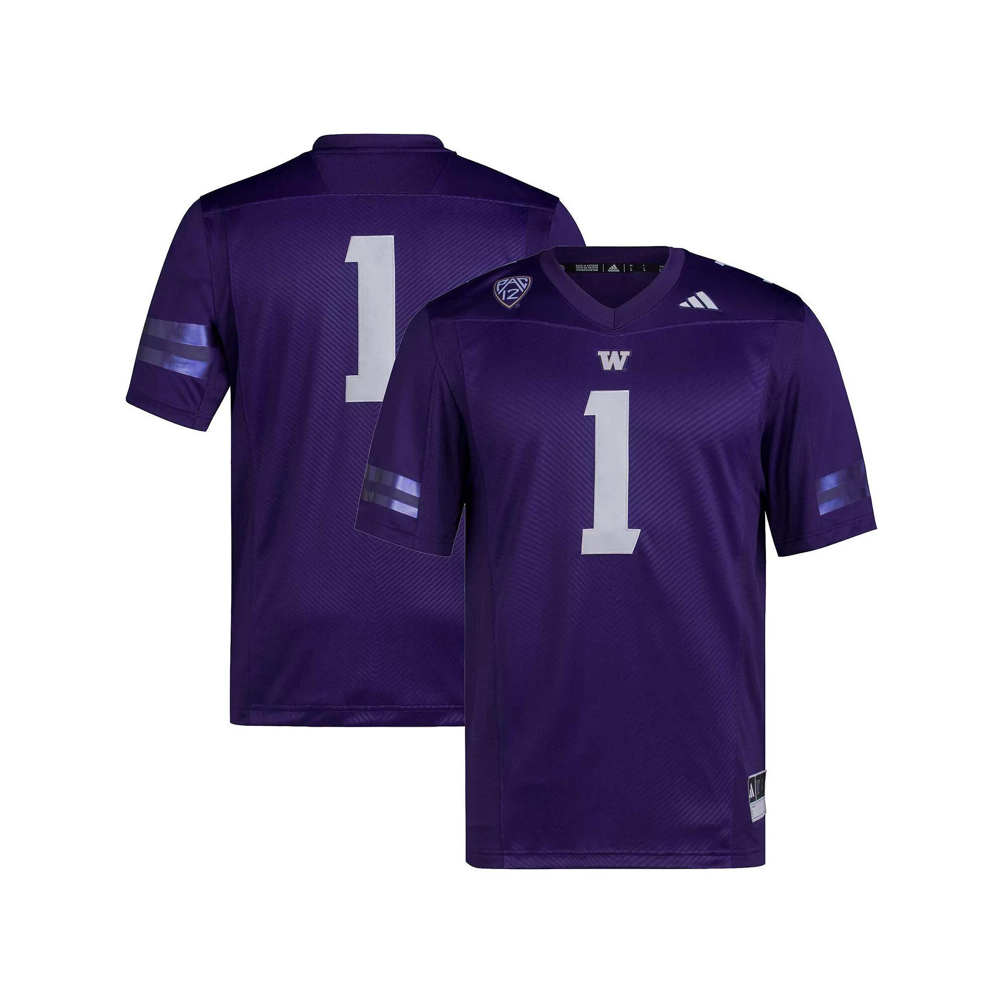 Men's adidas #1 Purple Washington Huskies Premier Football Jersey, Size: XL Product Image