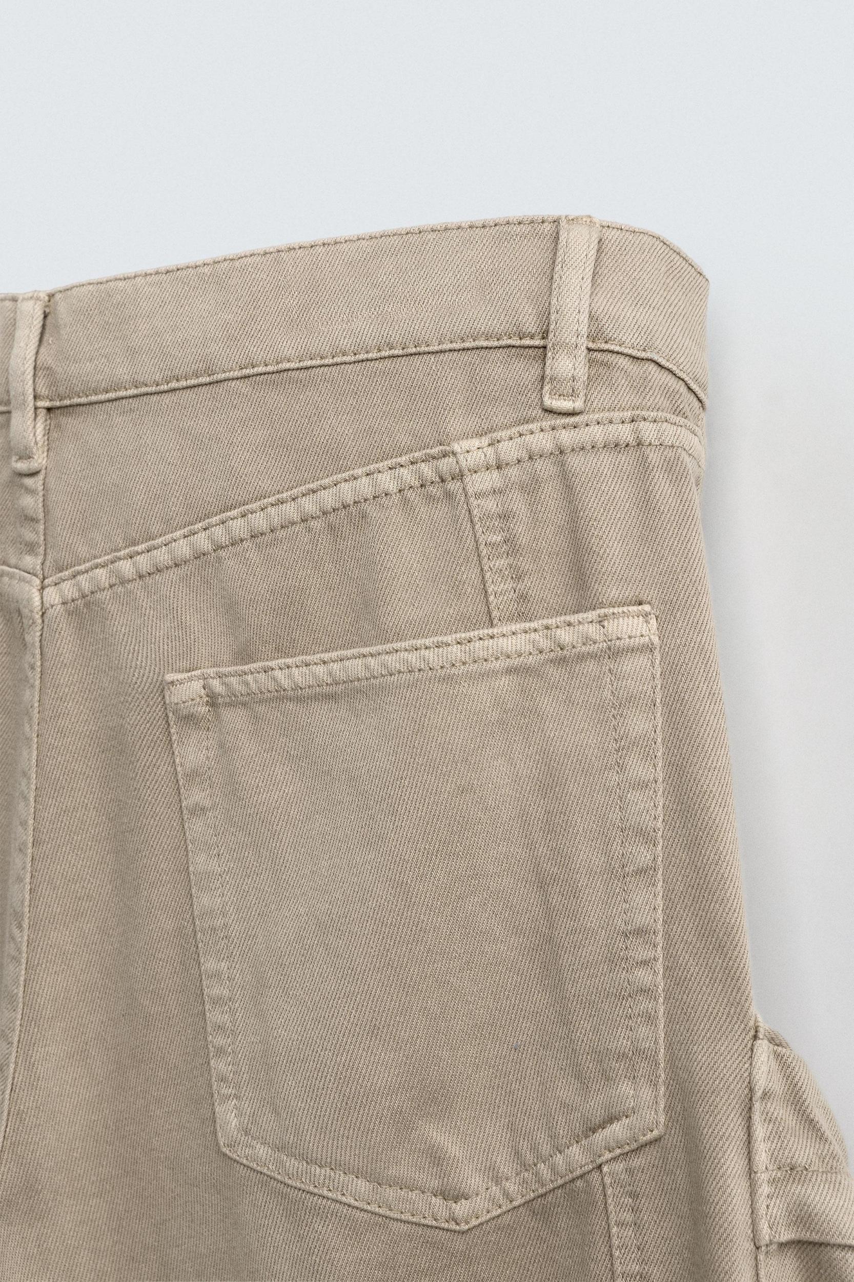DENIM CARGO PANTS WITH POCKETS Product Image