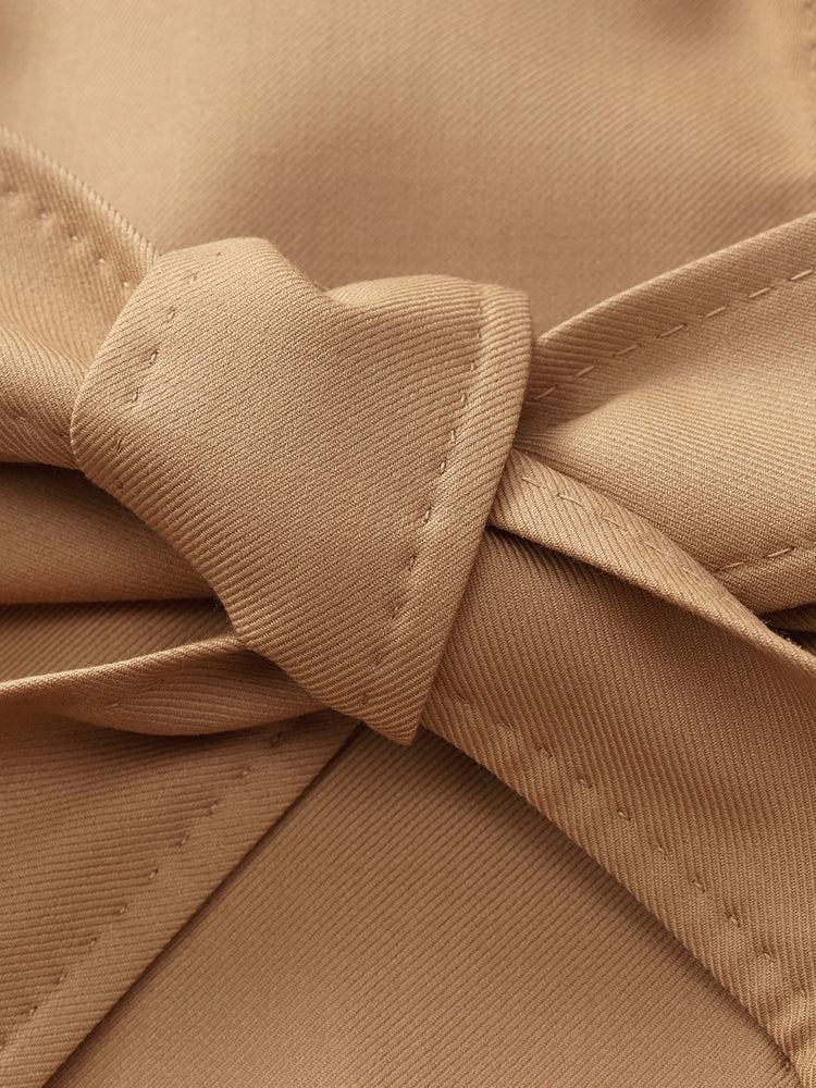 Worsted Wool Lapel Women Trench Coat With Belt Product Image