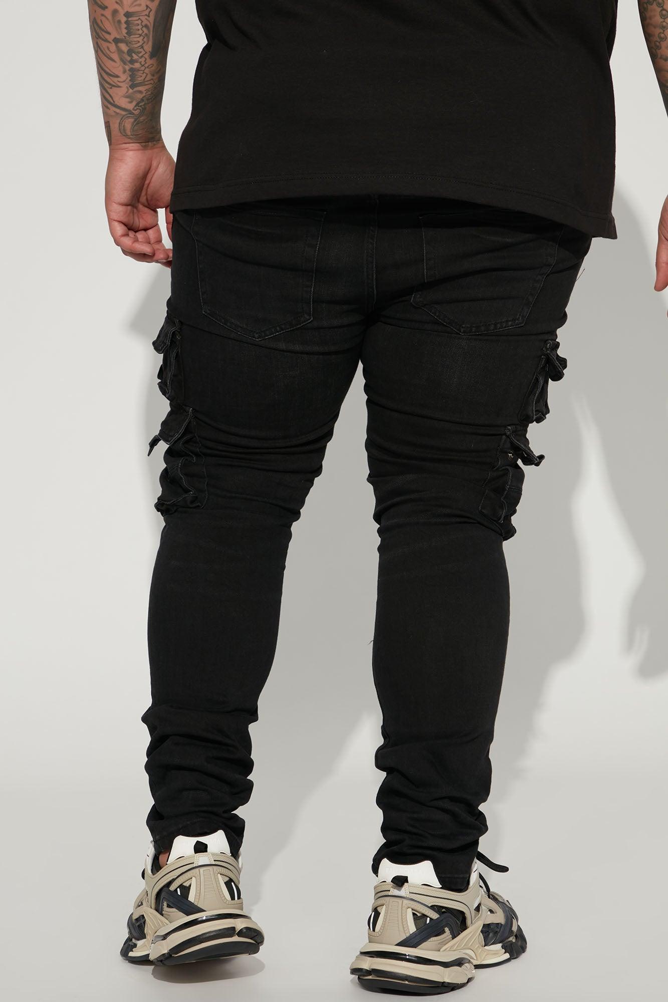 Loaded Stacked Skinny Cargo Jeans - Black Product Image
