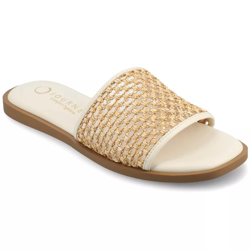 Journee Prisilla Women's Linen Slip On Slide Sandals,  Product Image