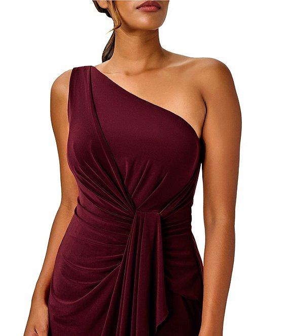 Adrianna Papell Stretch One Shoulder Sleeveless Twisted Front Draped Gown Product Image