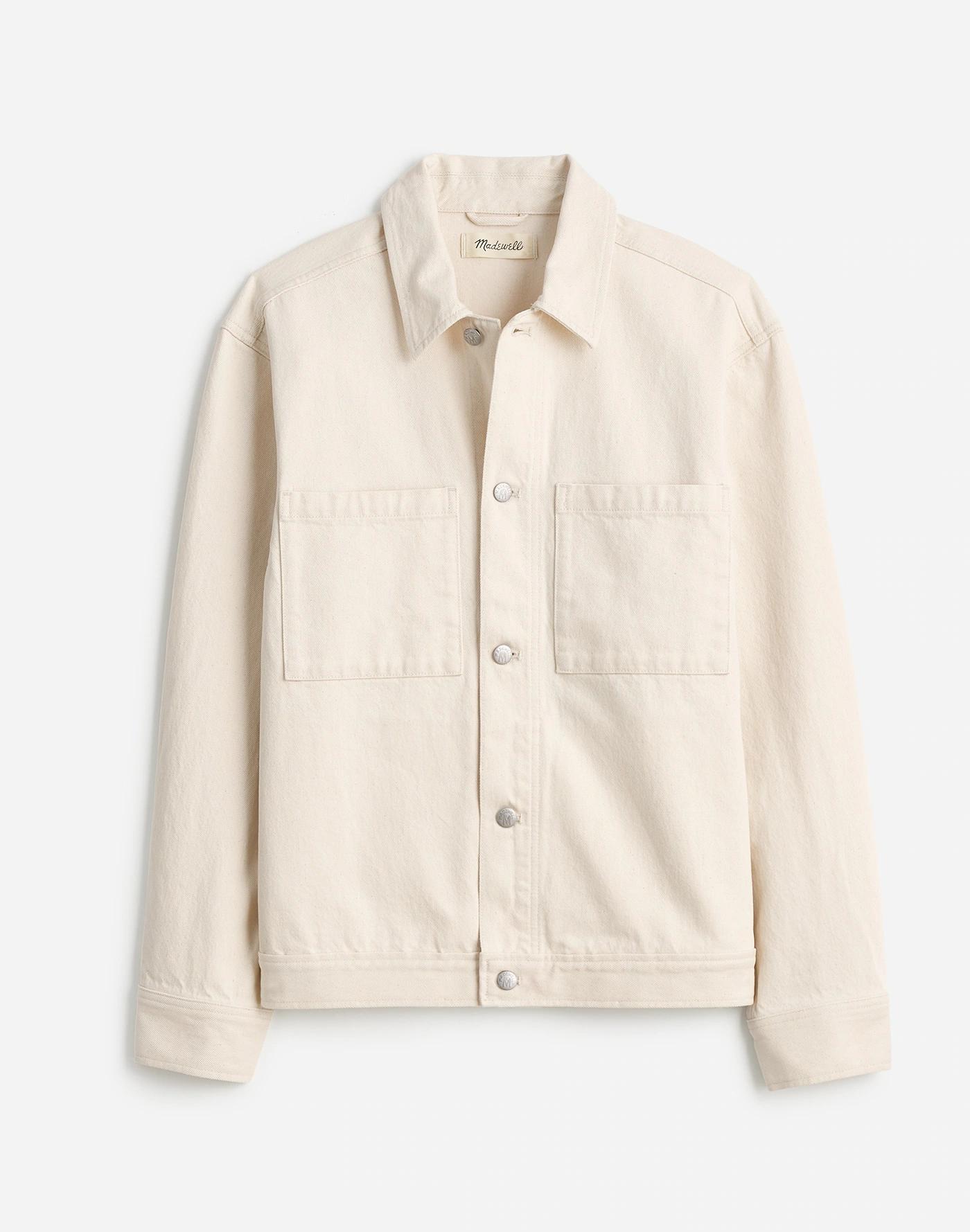 Denim Shirt-Jacket in Ecru Product Image