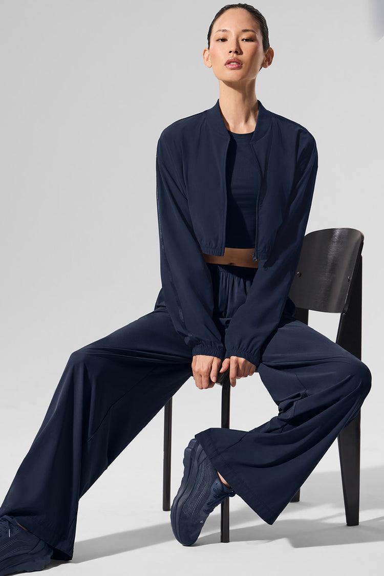 Cropped Breezy Full-Zip Cover Up - Navy Product Image