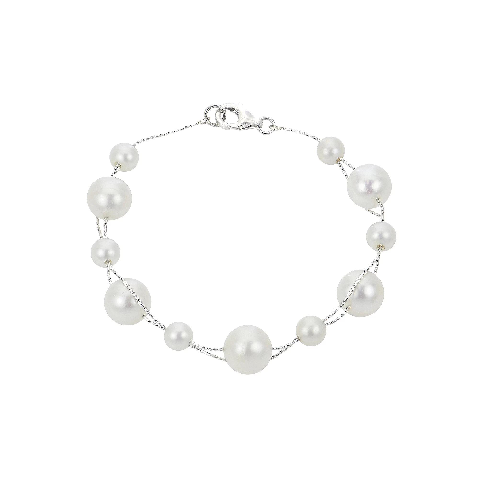 PearLustre by Imperial Sterling Silver Multi Chain Freshwater Cultured Pearl Bracelet, Womens Product Image